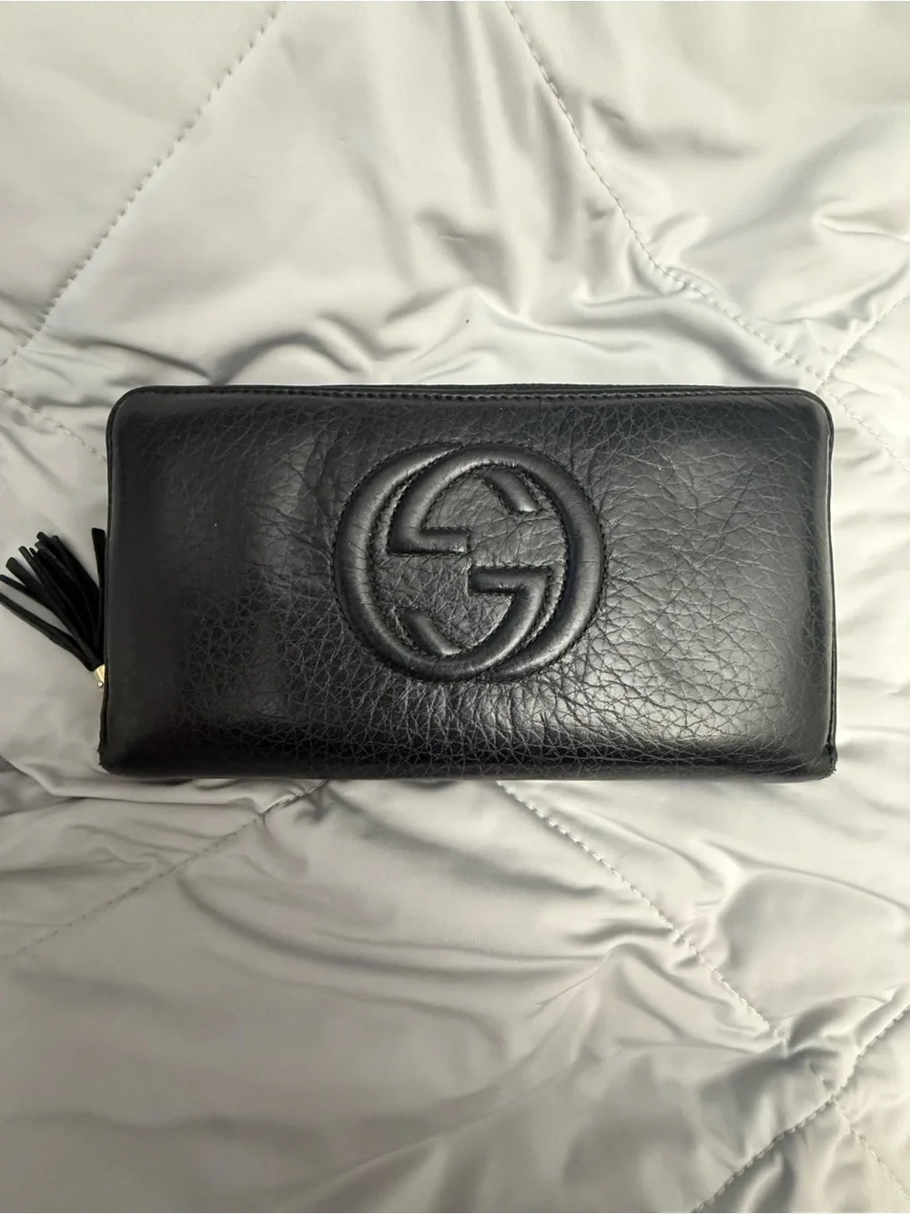 Authentic- Gucci Black Embossed GG Leather wallet